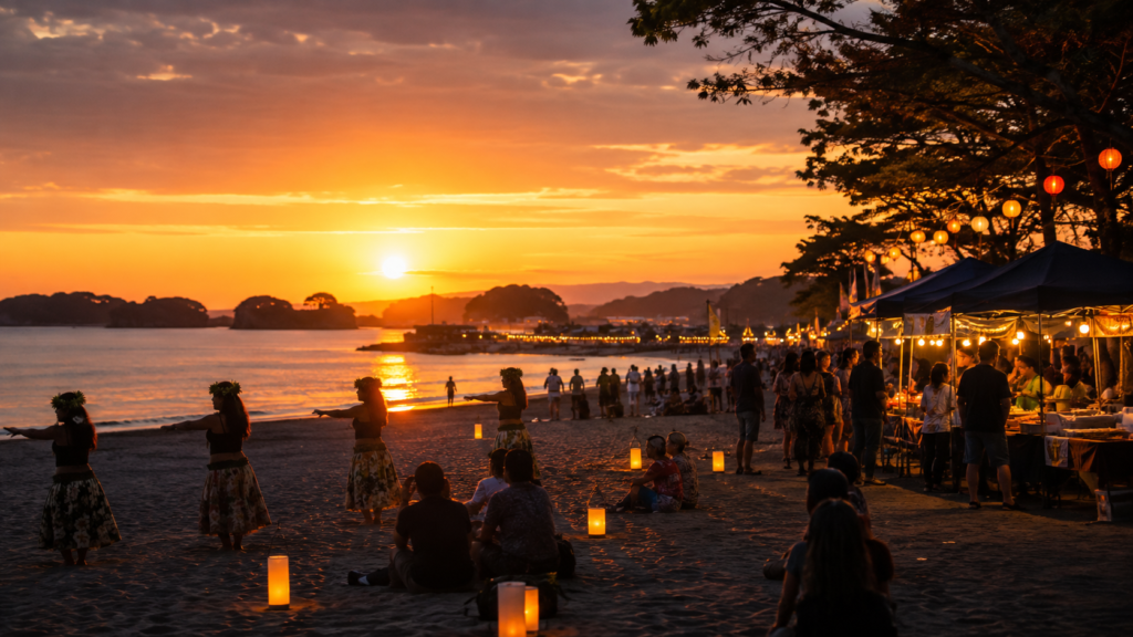 月浜海岸の夕暮れイベントをイメージしたオリジナル画像